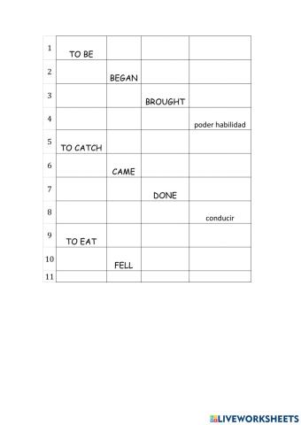 2nd test . Irregular verbs