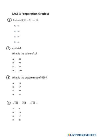 EASE 3 Preparation (Grade 8)