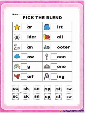 English Worksheet for KG