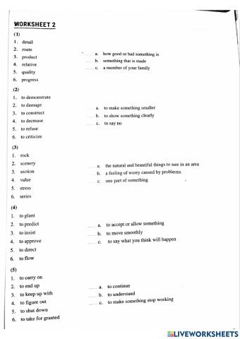 Module E vocabulary - worksheet 2