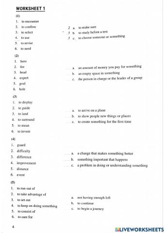 Module E Vocabulary - worksheet 1