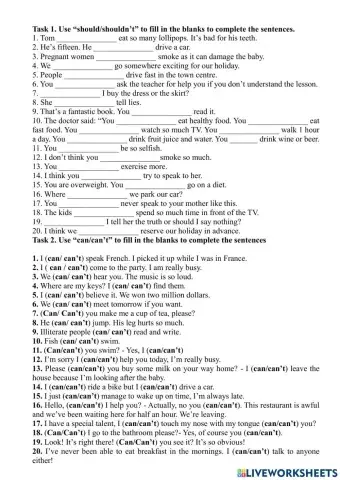 Should- shouldn't. can- can't