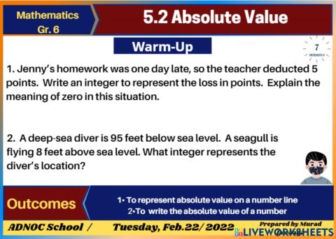 5.2 Absolute value Warm - Up