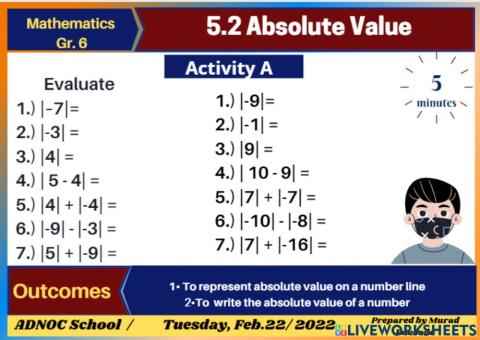 5.2 Absolute value Activity A
