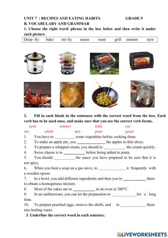 Vocab and grammar unit 7 grade 9