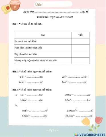 Mét khối, đề-xi-mét khối, xăng-ti-mét khối