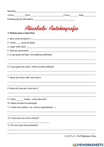 Roteiro para autobiografia