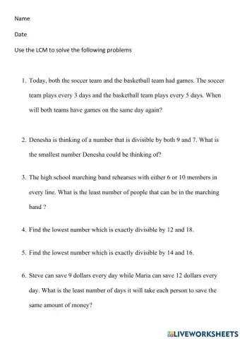 LCM Word Problems
