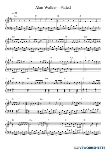 Faded full piano score