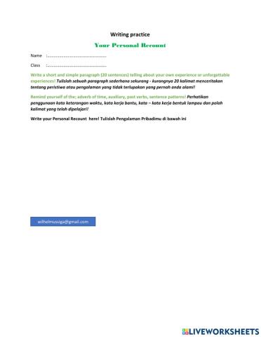 Student Personal Recount