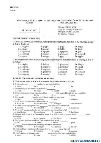 Đề HSG lớp 9 cấp TPHN (B2-C1)