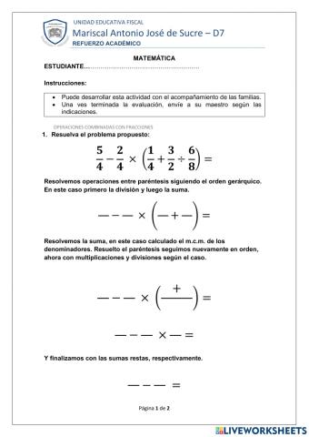 Operaciones combinadas con fracciones