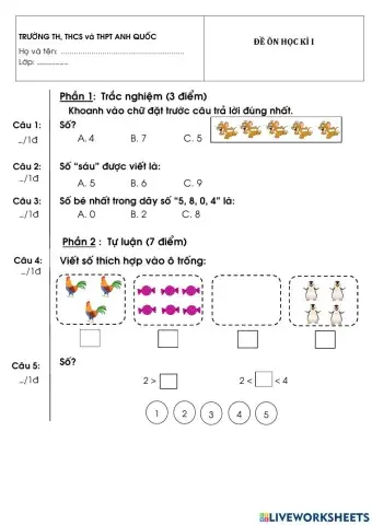 Đề ôn Học kì I