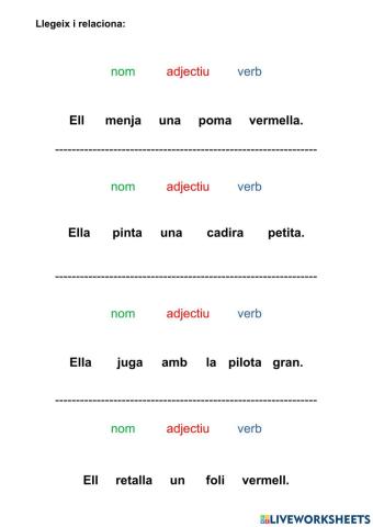 Nom adjectiu verb