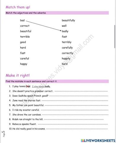 Adverb and adjectives