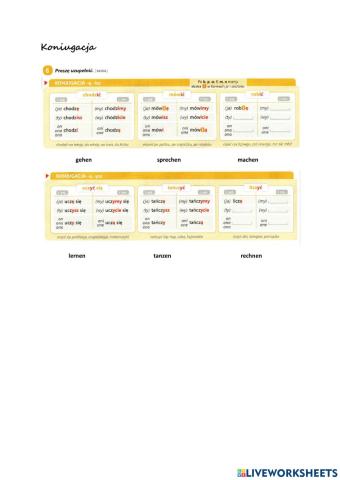 Koniugacja -ę, -isz - -ę, -ysz