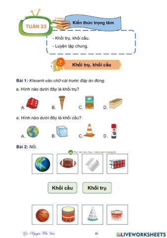 Luyện tập Khối trụ, khối cầu