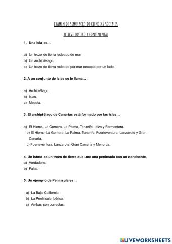 Relieve costero y continental