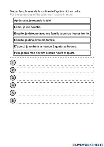 L'ordre des activites