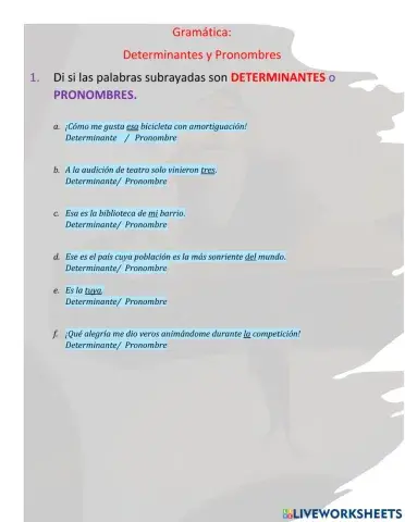 Gramática: pronombres y determinantes