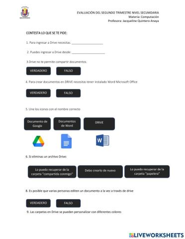 Evaluación segundo trimestre secundaria -computación-