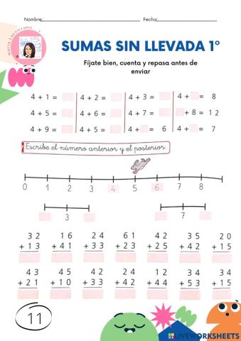 Sumas sin llevada 11