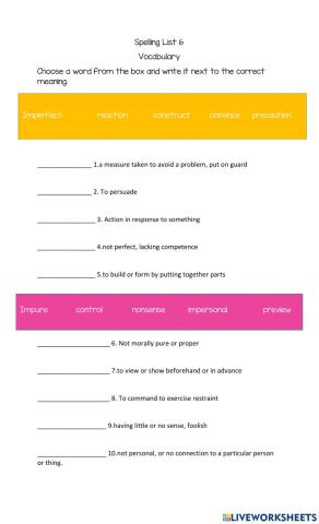 Spelling List 7 -Vocabulary