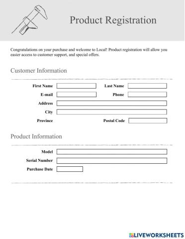 Product Registration Card