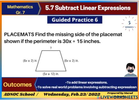 5.7 Subtract Linear Expressions Guided 6