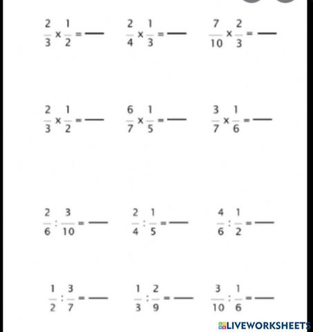 Multiplicaciòn y división de fracciones