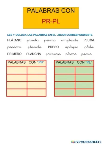 Palabras con PR-PL