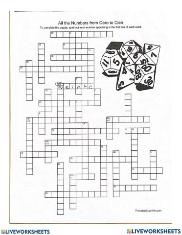 Los números 0 al 100