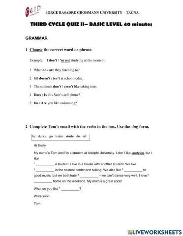 Review of present continuos