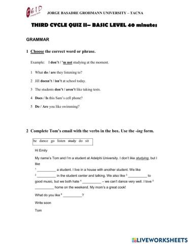 Review of present continuos