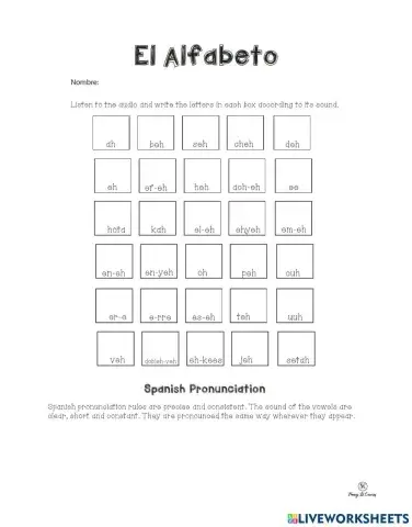 The alphabet in Spanish