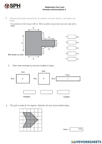 Math 5 Quiz Area & Perimeter