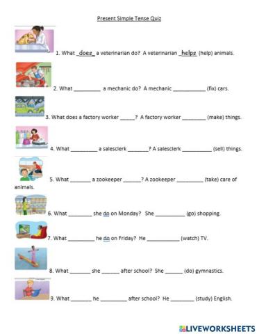 Present simple worksheet