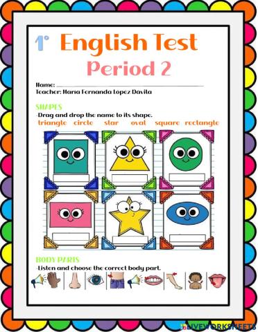 Evaluación 2do trimestre (1st grade)