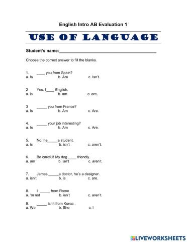 LANGUAGE Exam