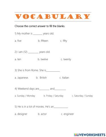 Vocabulary Exam