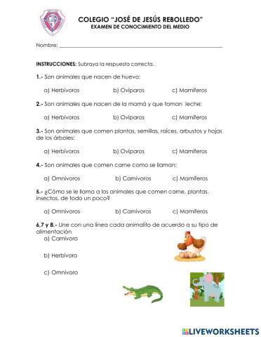 Examen Conocimiento del Medio 2