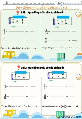 Quy đồng mẫu số các phân số TT