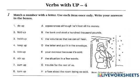 Phrasal verbs -UP -Unit 4 (matching)