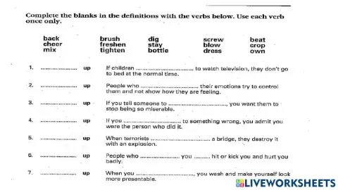 Phrasal verbs UP-unit 8