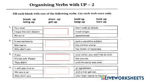Phrasal verbs UP -unit 7