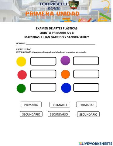 Colores primarios y secundarios