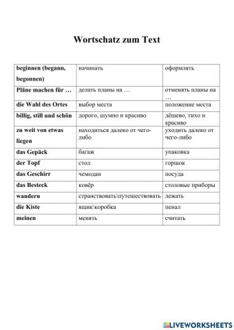 8 класс, Бим Reisevorbereitungen