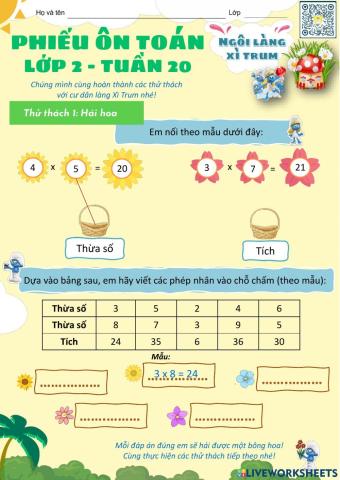 Lớp 2 - Toán - Tuần 20