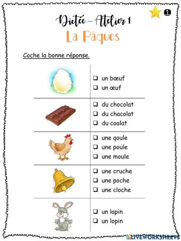 Dictée - La Pâques - A1G1