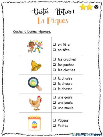 Dictée - La Pâques - A1G2